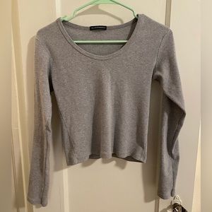 Brandy Melville Grey Cropped Long Sleeve